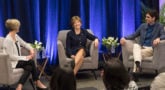 Heather Foust-Cummings, PhD, Catalyst, moderates a panel on Creating Opportunities for Women, Inclusion, and the Future of Work with Michele A. Evans, Lockheed Martin Corporation, and Gianni Giacomelli, Genpact.