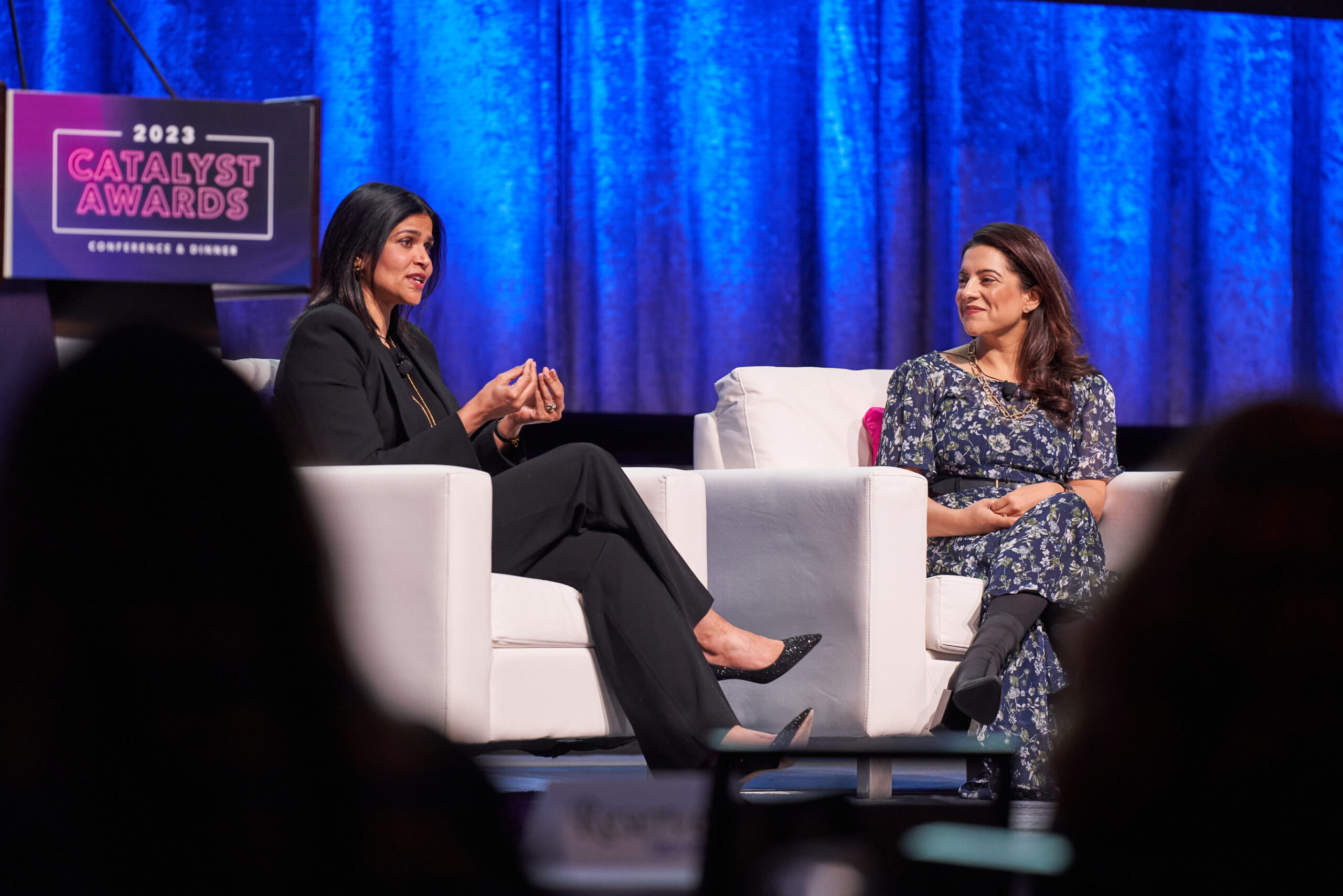 From left: Shim Sameer, Head of Preferred Business and Lending, Bank of America; Reshma Saujani, Founder and CEO, Moms First, Founder, Girls Who Code.