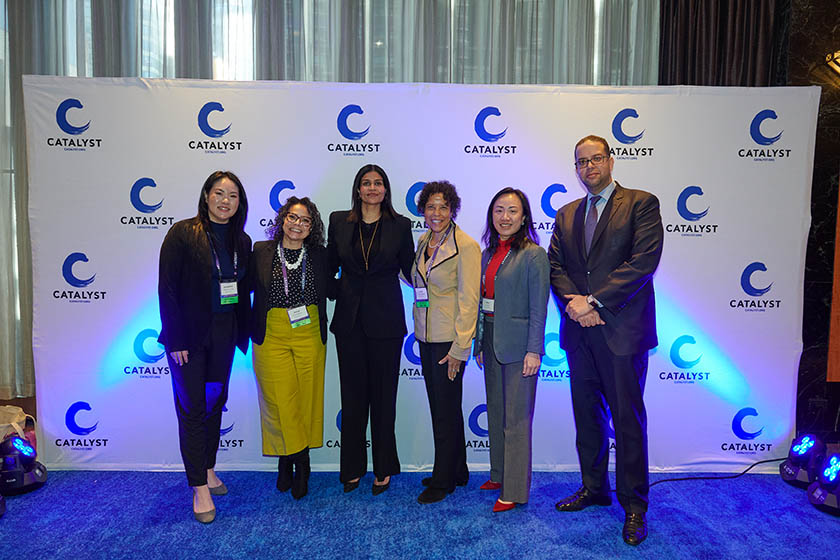 2023 Catalyst Awards attendee group photo in front of Catalyst backdrop