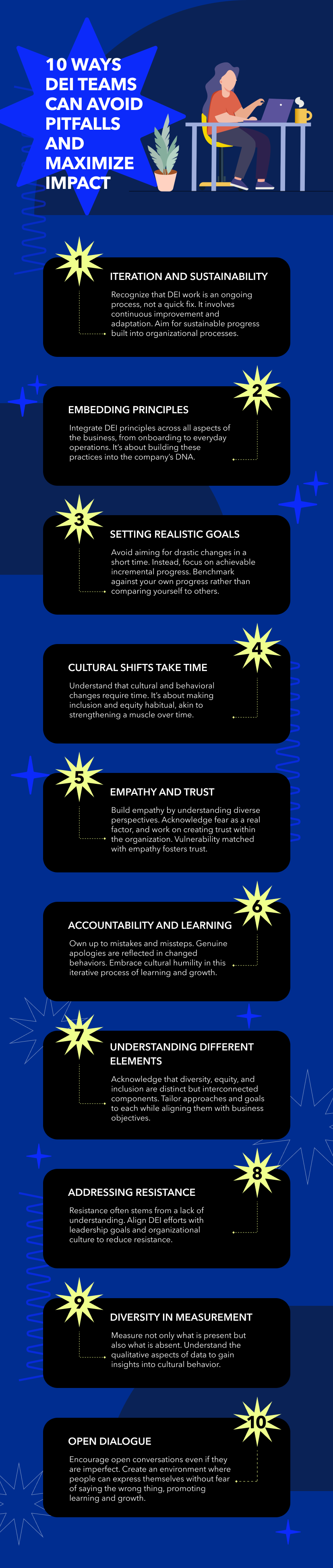 10 Ways DEI Teams Can Avoid Pitfalls and Maximize Impact Infographic