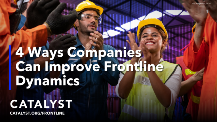Cover of e-book with text that says, 4 Ways Companies Can Improve Frontline Dynamics.